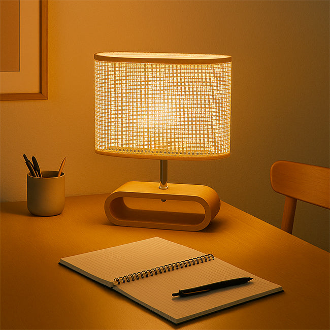 LÁMPARA DE MESA DE MADERA IRIS CABLE NEGRO - SIN FOCO