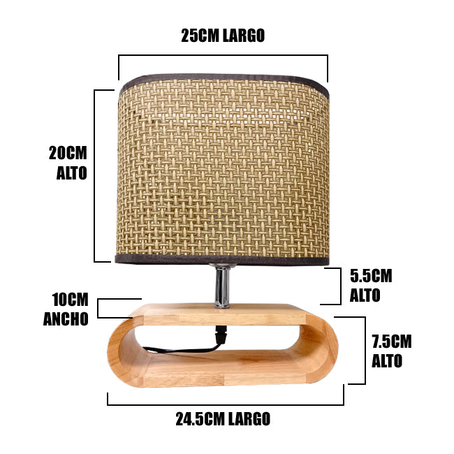 LÁMPARA DE MESA DE MADERA GEA + FOCO LED 12W LUZ CÁLIDA