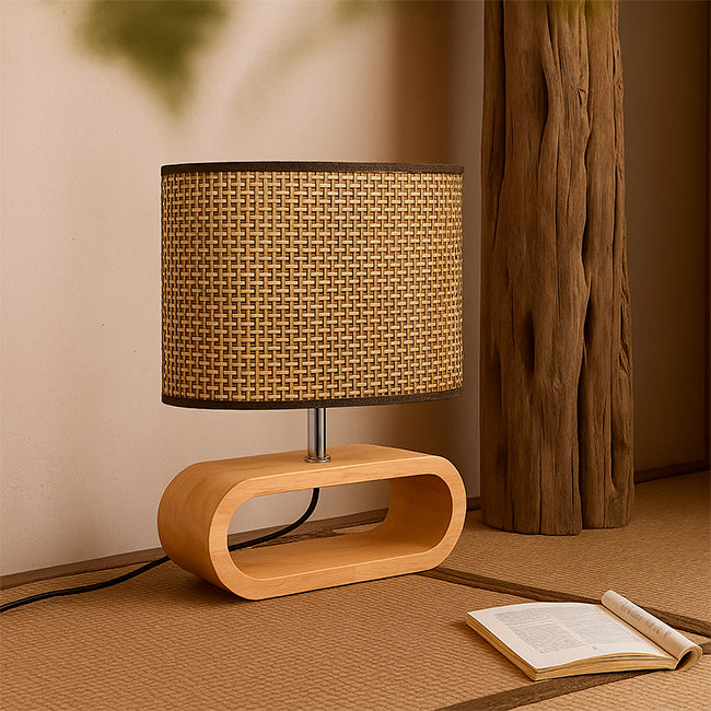 LÁMPARA DE MESA DE MADERA GEA + FOCO LED 12W LUZ CÁLIDA