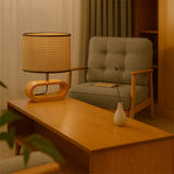LÁMPARA DE MESA DE MADERA GEA + FOCO LED 12W LUZ CÁLIDA