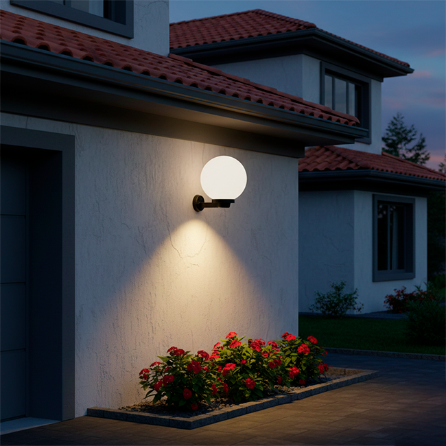 LÁMPARA DE EXTERIOR FAROLA LED + FOCO LED 12W  LUZ CÁLIDA