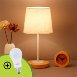 LÁMPARA DE MESA LINEAL FARITZA WHITE + FOCO LED 12W LUZ CÁLIDA