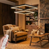 Iluminación indirecta y directa para salas de estar con diseño geométrico