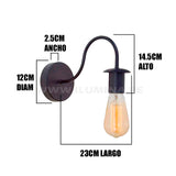 LÁMPARA DE PARED INTERIOR LUCY BLACK + FOCO LED FILAMENTO G45 4W E27 TRANSPARENTE