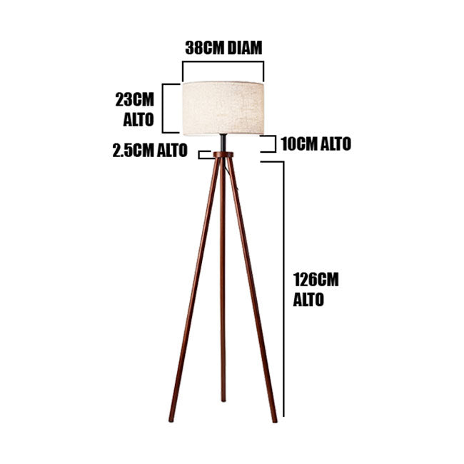 LÁMPARA DE PIE TRÍPODE OSLO NORDIC WOOD NOGAL - SIN FOCO