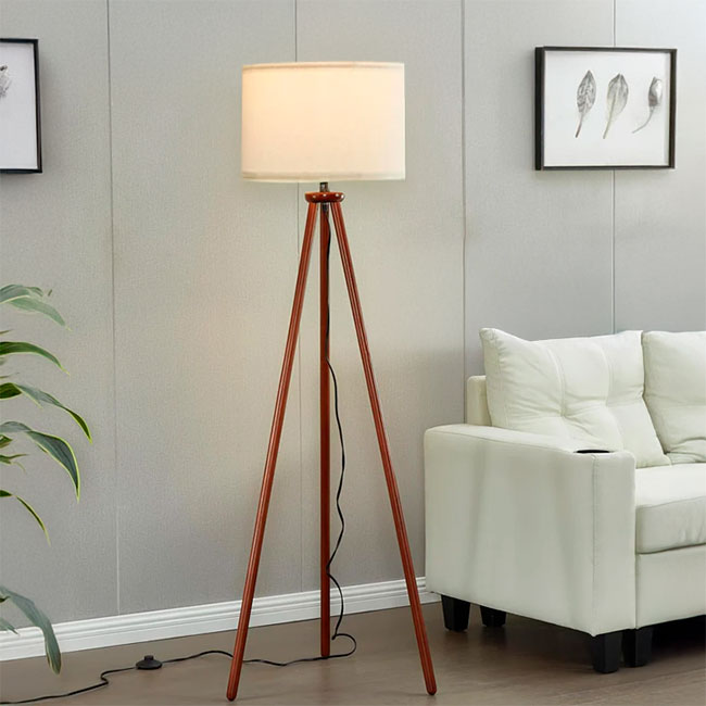 LÁMPARA DE PIE TRÍPODE OSLO NORDIC WOOD NOGAL - SIN FOCO