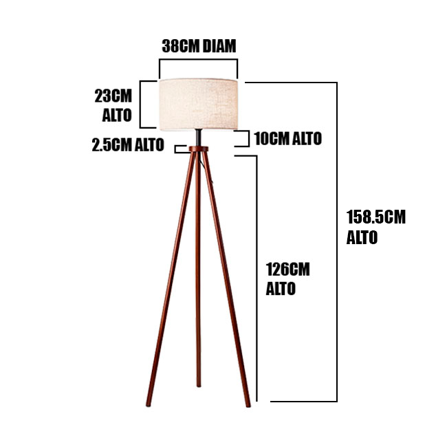 LÁMPARA DE PIE TRÍPODE OSLO NORDIC WOOD NOGAL - SIN FOCO