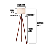 LÁMPARA DE PIE TRÍPODE OSLO NORDIC WOOD NOGAL - SIN FOCO