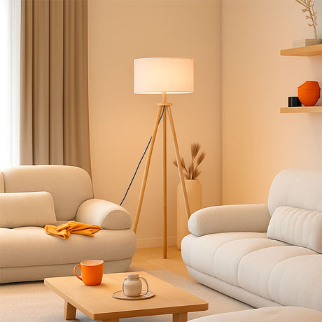 LÁMPARA DE PIE TRÍPODE OSLO NORDIC WOOD NATURAL - SIN FOCO