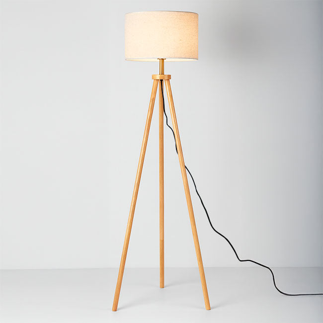 LÁMPARA DE PIE TRÍPODE OSLO NORDIC WOOD NATURAL - SIN FOCO