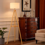 LÁMPARA DE PIE TRÍPODE NORUEGA NATURAL NORDIC SHELF CON REPISA - SIN FOCO