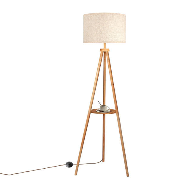 LÁMPARA DE PIE TRÍPODE NORUEGA NATURAL NORDIC SHELF CON REPISA - SIN FOCO