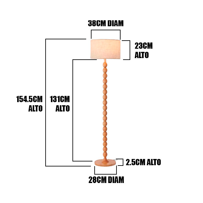 LÁMPARA DE PIE WOOD BUBBLES BOHO NATURAL - SIN FOCO