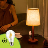 LÁMPARA DE MESA LINEAL HANNA + FOCO LED TRANSPARENTE A60 4W LUZ CÁLIDA