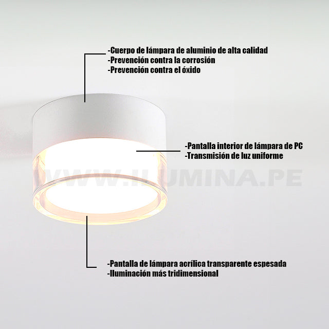 24D01RWH LÁMPARA DE TECHO ADOSABLE LED LUNA WHITE 10W