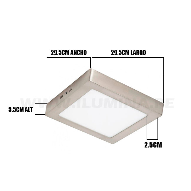 PANEL PLATEADO LED CUADRADO 24W ADOSABLE SIMPLE LUZ BLANCA 6500K