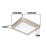 PANEL PLATEADO LED CUADRADO 24W ADOSABLE SIMPLE LUZ BLANCA 6500K