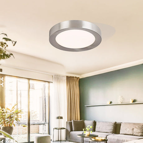 PANEL PLATEADO LED CIRCULAR 24W ADOSABLE SIMPLE LUZ BLANCA 6500K