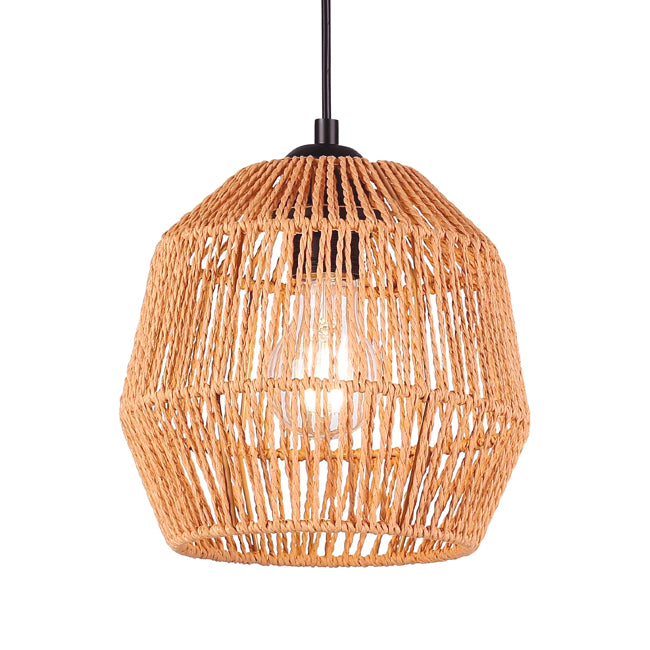 LÁMPARA COLGANTE ARTESANAL LUANA + FOCO LED G95 FILAMENTO ÁMBAR 4W 2700K LUZ CÁLIDA ILUMINA