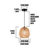 LÁMPARA COLGANTE ARTESANAL LUANA + FOCO LED G95 FILAMENTO ÁMBAR 4W 2700K LUZ CÁLIDA ILUMINA