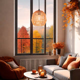 LÁMPARA COLGANTE ARTESANAL LUANA + FOCO LED G95 FILAMENTO ÁMBAR 4W 2700K LUZ CÁLIDA ILUMINA