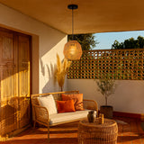 LÁMPARA COLGANTE ARTESANAL LUANA + FOCO LED G95 FILAMENTO ÁMBAR 4W 2700K LUZ CÁLIDA ILUMINA