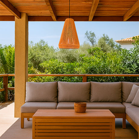 LÁMPARA COLGANTE ARTESANAL NINA + FOCO LED G95 FILAMENTO ÁMBAR 4W 2700K LUZ CÁLIDA ILUMINA