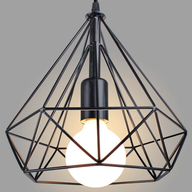 LÁMPARA COLGANTE TIPO JAULA DIAMOND BLACK - SIN FOCO