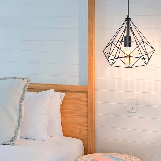 LÁMPARA COLGANTE TIPO JAULA DIAMOND BLACK - SIN FOCO