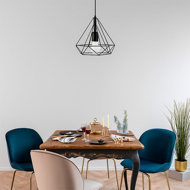 LÁMPARA COLGANTE TIPO JAULA DIAMOND BLACK - SIN FOCO