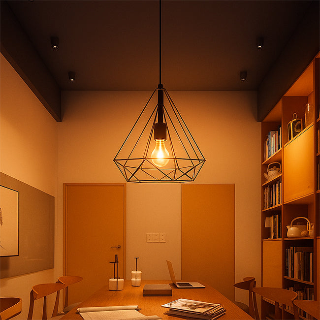 LÁMPARA COLGANTE TIPO JAULA DIAMOND BLACK - SIN FOCO