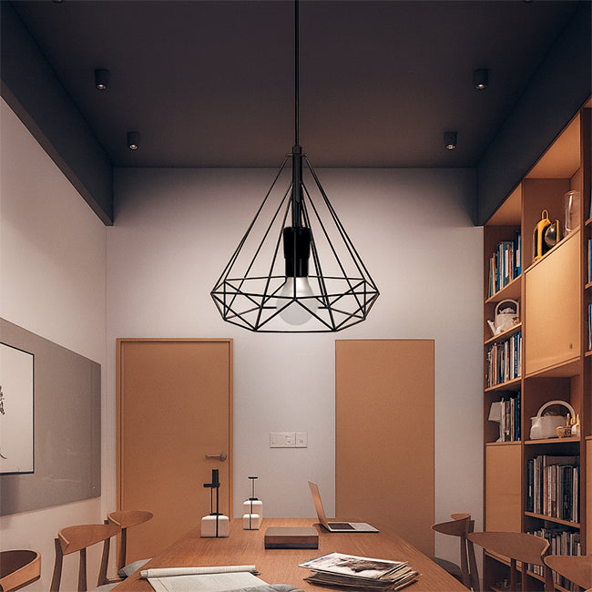 LÁMPARA COLGANTE TIPO JAULA DIAMOND BLACK - SIN FOCO