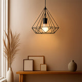 LÁMPARA COLGANTE TIPO JAULA DIAMOND BLACK - SIN FOCO