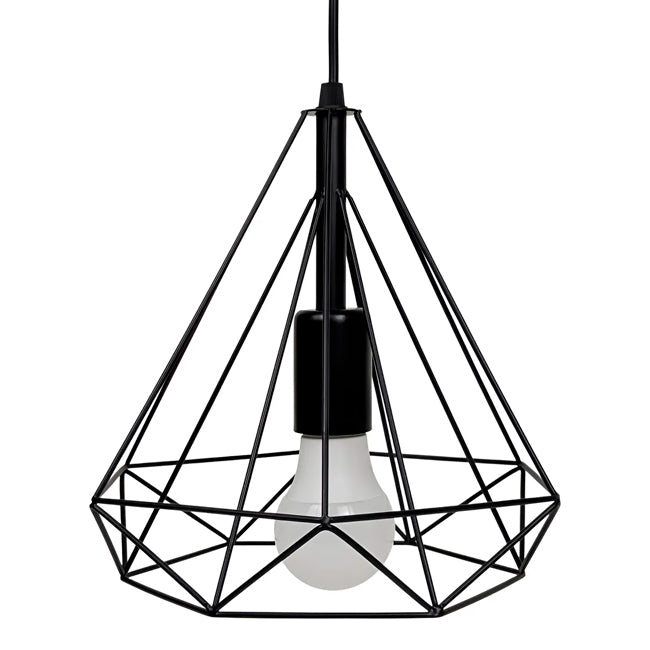 LÁMPARA COLGANTE TIPO JAULA DIAMOND BLACK - SIN FOCO