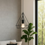 LÁMPARA COLGANTE TIPO JAULA DIAMOND BLACK - SIN FOCO