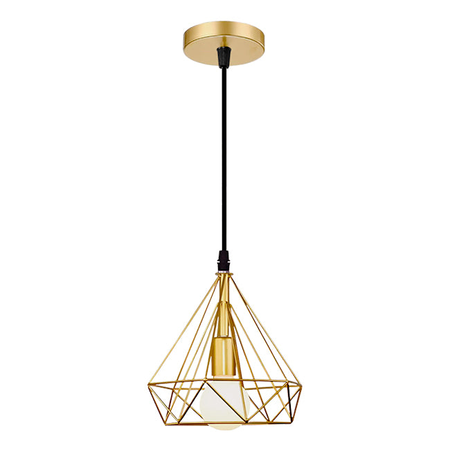 LÁMPARA COLGANTE TIPO JAULA DIAMOND GOLD - SIN FOCO