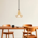 LÁMPARA COLGANTE TIPO JAULA DIAMOND GOLD - SIN FOCO