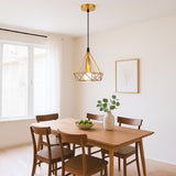 LÁMPARA COLGANTE TIPO JAULA DIAMOND GOLD - SIN FOCO