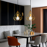 LÁMPARA COLGANTE TIPO JAULA DIAMOND GOLD - SIN FOCO