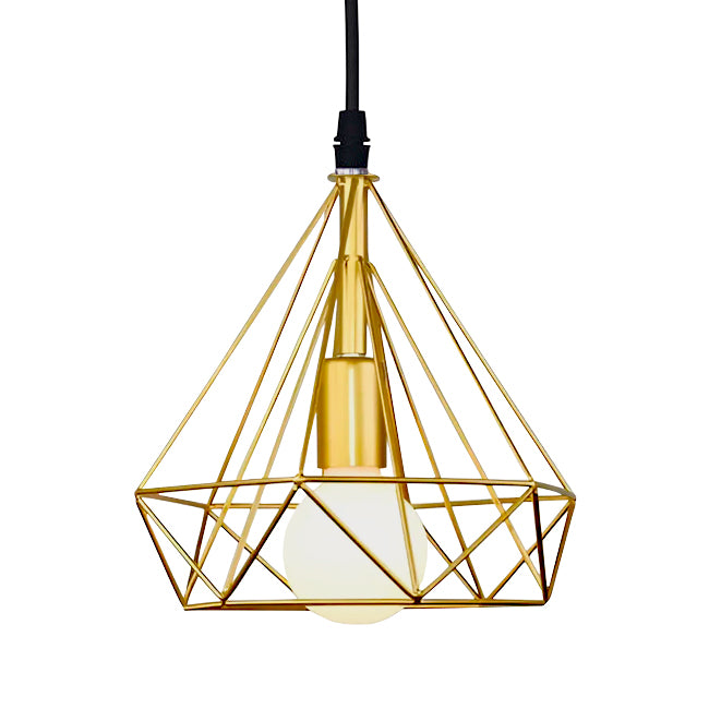 LÁMPARA COLGANTE TIPO JAULA DIAMOND GOLD - SIN FOCO