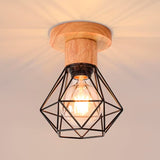 LÁMPARA DE TECHO TIPO JAULA MARINA BLACK AND WOOD - SIN FOCO