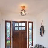 LÁMPARA DE TECHO TIPO JAULA MARINA BLACK AND WOOD - SIN FOCO