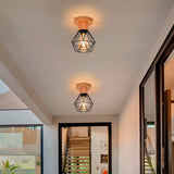 LÁMPARA DE TECHO TIPO JAULA MARINA BLACK AND WOOD - SIN FOCO