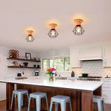 LÁMPARA DE TECHO TIPO JAULA MARINA BLACK AND WOOD - SIN FOCO