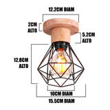 LÁMPARA DE TECHO TIPO JAULA MARINA BLACK AND WOOD - SIN FOCO
