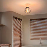 LÁMPARA DE TECHO TIPO JAULA MARINA BLACK AND WOOD - SIN FOCO