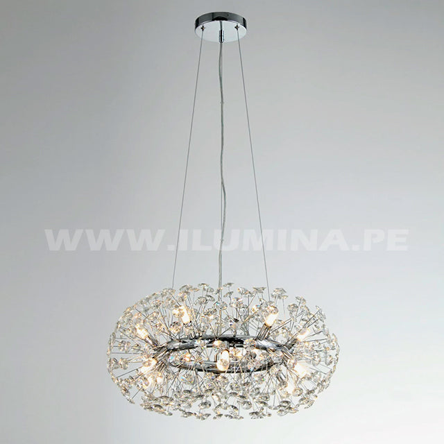 LÁMPARA COLGANTE CATALONIA CRISTAL LUX SILVER + FOCO LED SMD 5W G9 LUZ CÁLIDA