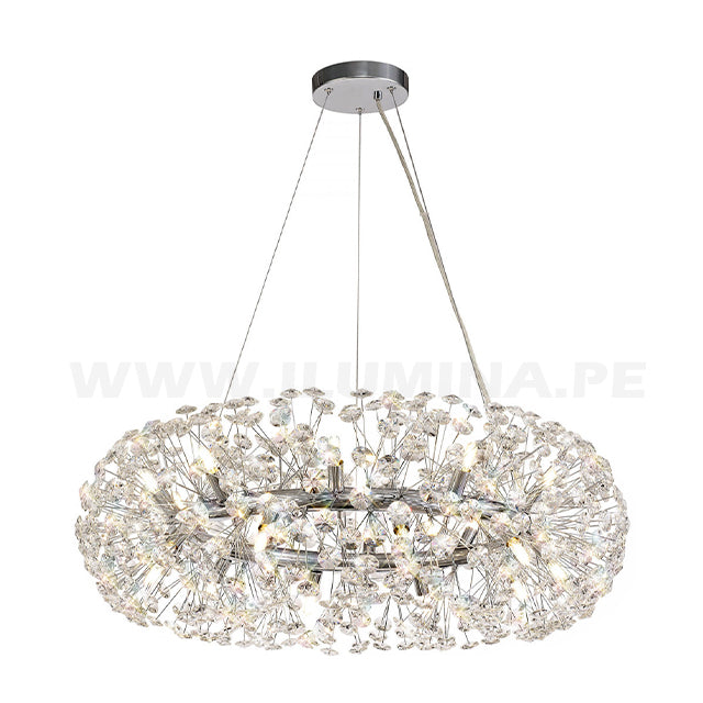 LÁMPARA COLGANTE CATALONIA CRISTAL LUX SILVER + FOCO LED SMD 5W G9 LUZ CÁLIDA