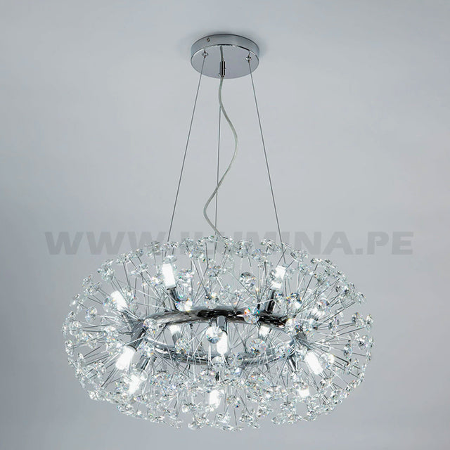 LÁMPARA COLGANTE CATALONIA CRISTAL LUX SILVER + FOCO LED SMD 5W G9 LUZ CÁLIDA