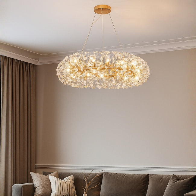 LÁMPARA COLGANTE CATALONIA CRISTAL LUX GOLD - SIN FOCO